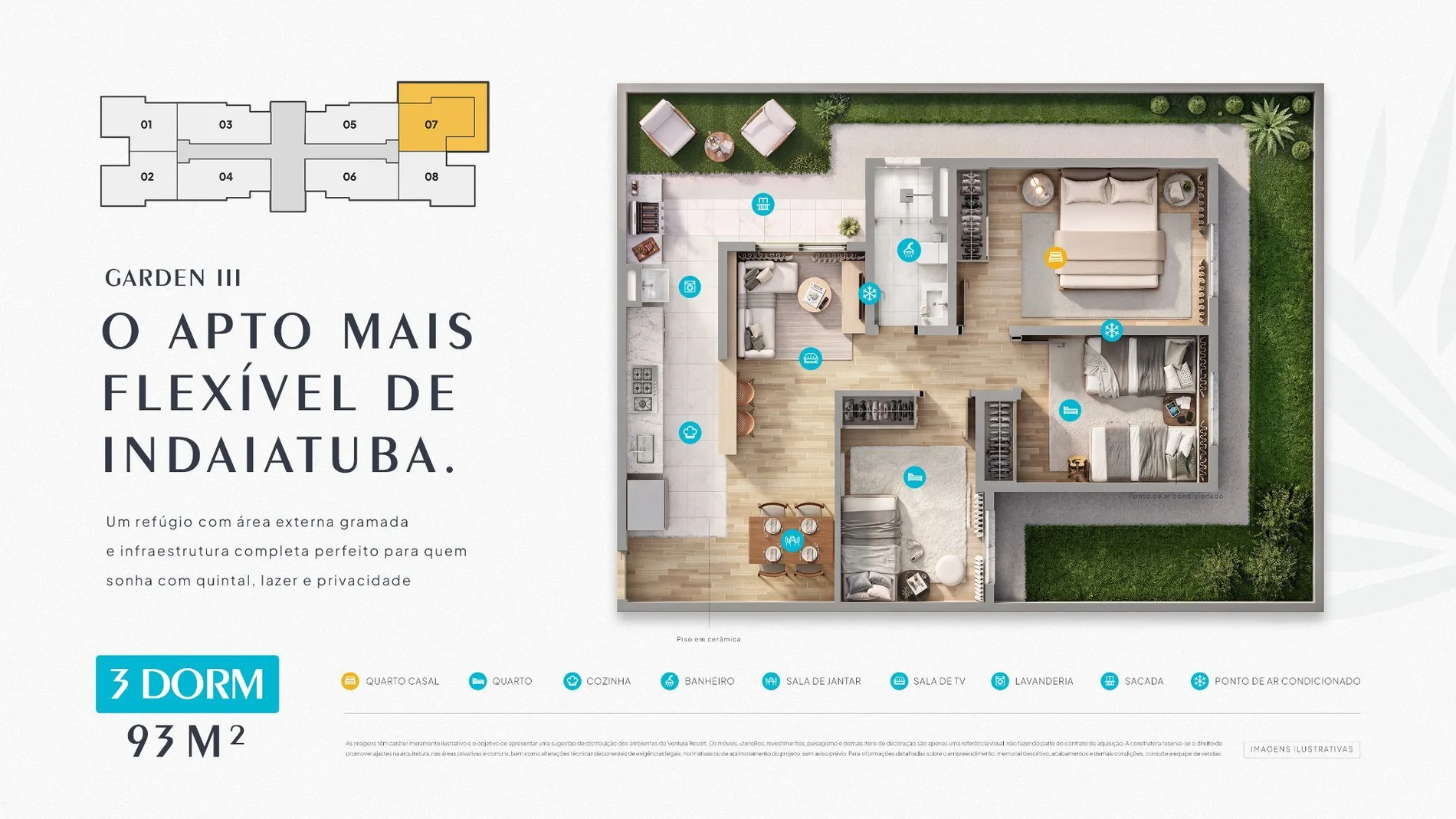 Planta ilustrativa Garden III, 93 m²