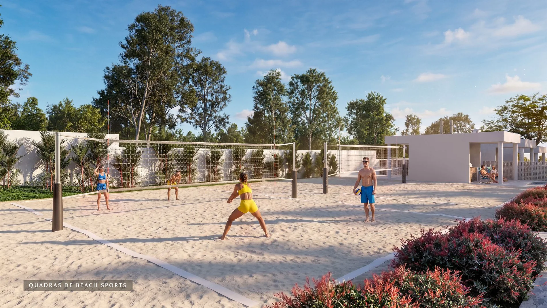Perspectiva ilustrativa da quadra de beach sports